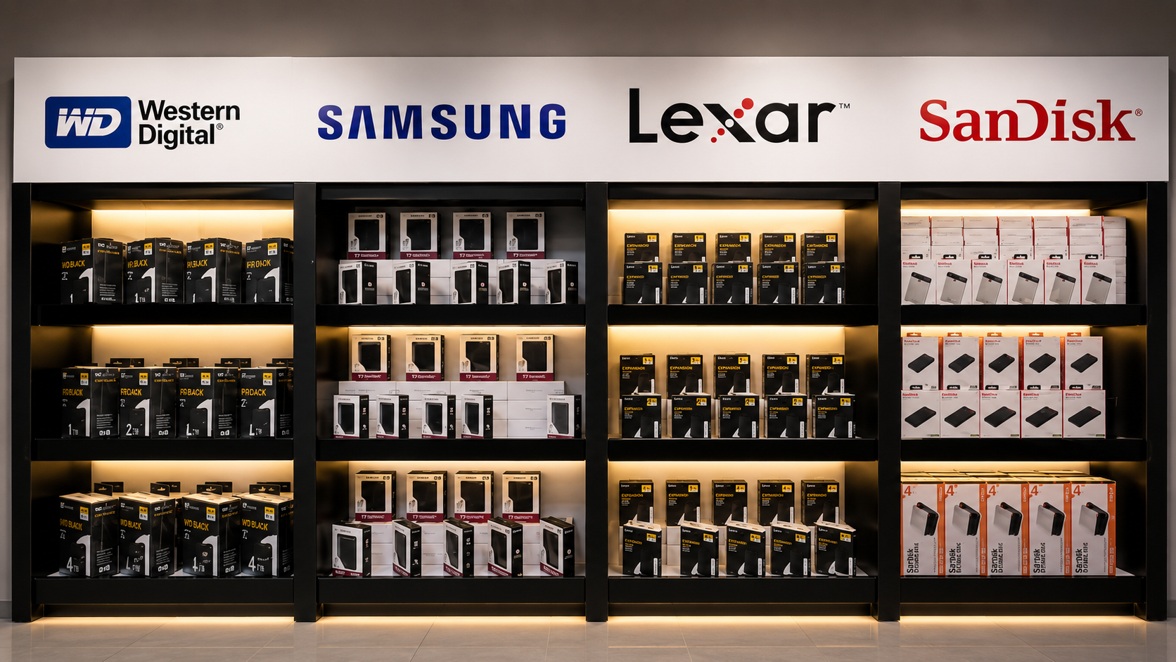 NexData showroom gallery displaying storage technology