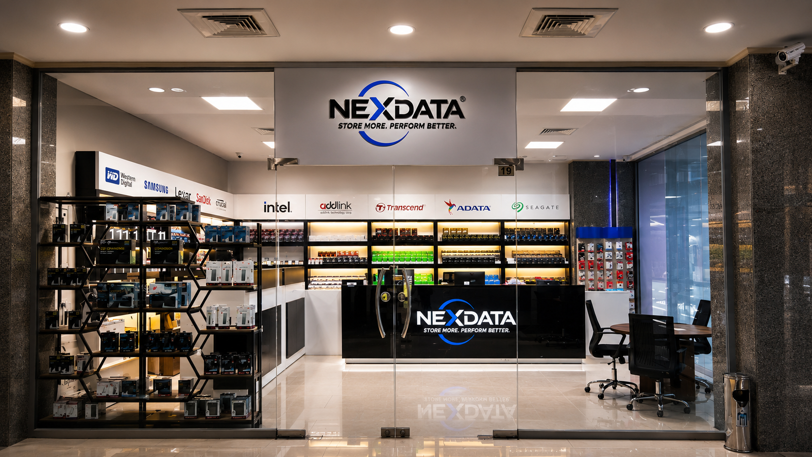 NexData storefront and outdoor signage in Erbil